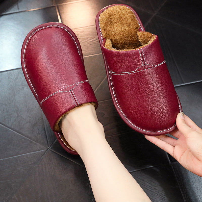 Ortho Welt Non-Slip Winter Leather Slippers For Indoor Use