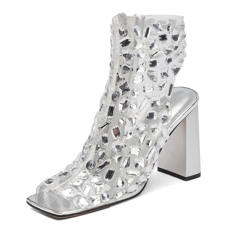 Ortho Welt Plus Size Rhinestone High Heel Boots