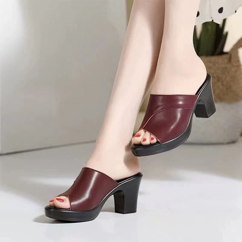 Ortho Welt Soft Leather Non-Slip Heeled Sandals