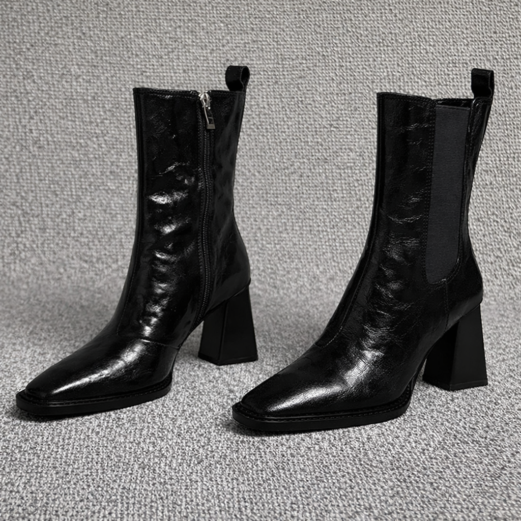 Ortho Welt Damen Ankle Boots - Orthopedic Leder Blockabsatz