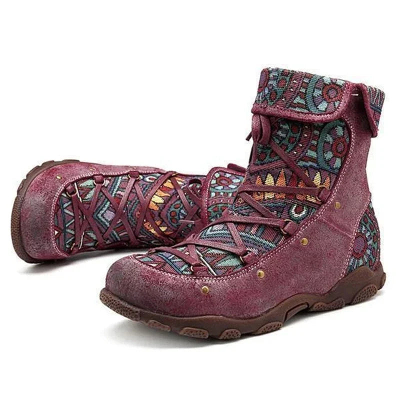 Ortho Welt Damen Orthopedic Ankle Boots - Boho Patchwork