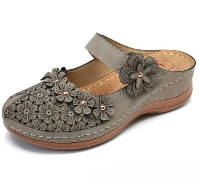 Ortho Welt Damen Clog-Sandale - Orthopädisch & Blumenmuster
