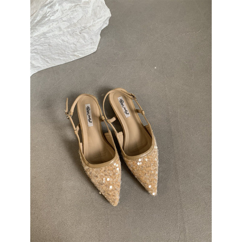 Ortho Welt Silver Sequined Pumps - Unique French Style
