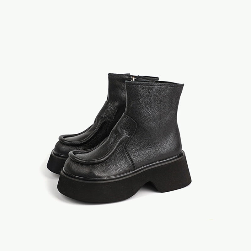 Khloe | Vintage-Plateau-Stiefeletten aus Leder mit orthopädischer Passform