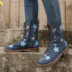 Ortho Welt Orthopedic Boots - Embroidered Square Heel