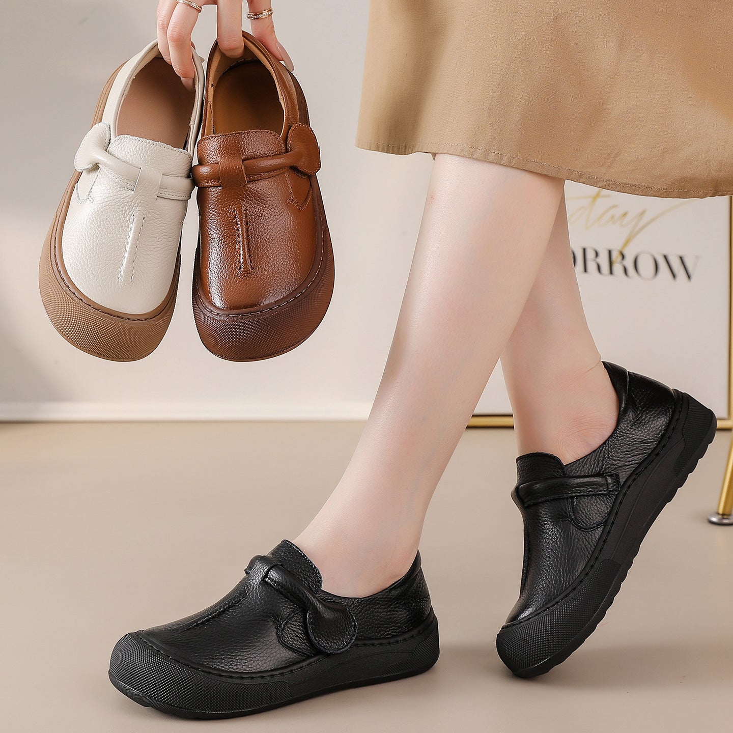 Ortho Welt Soft Leather Mother'S Shoes - Unique Vintage Comfort