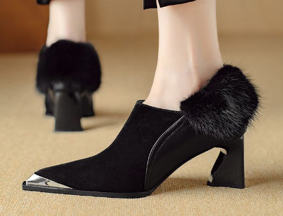 Ortho Welt Chic Retro Heeled Shoes With Zipper And Unique Elegance