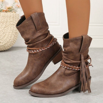Ortho Welt Pleated Tassel Boots - Orthopedic Comfort