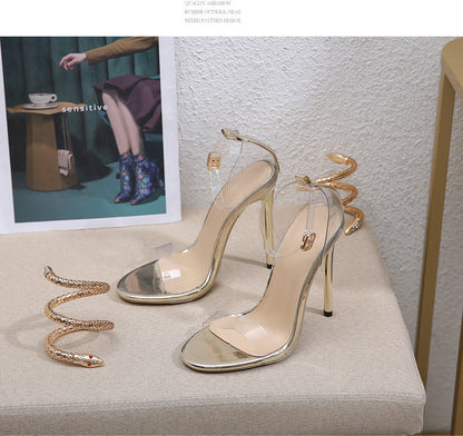 Ortho Welt Rhinestone High-Heeled Sandals, Unique And Daring Elegance