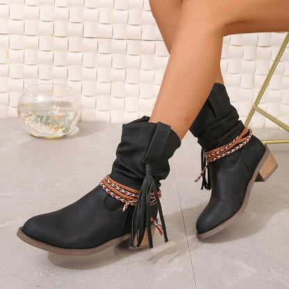 Ortho Welt Pleated Tassel Boots - Orthopedic Comfort