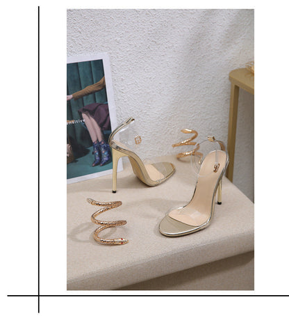 Ortho Welt Rhinestone High-Heeled Sandals, Unique And Daring Elegance