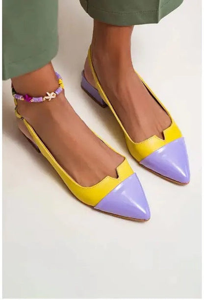 Ortho Welt Pointed Flats - Orthopedic Color Block Comfort