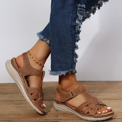 Ortho Welt Damen Plateau-Sandalen - Orthopädisch, Klett
