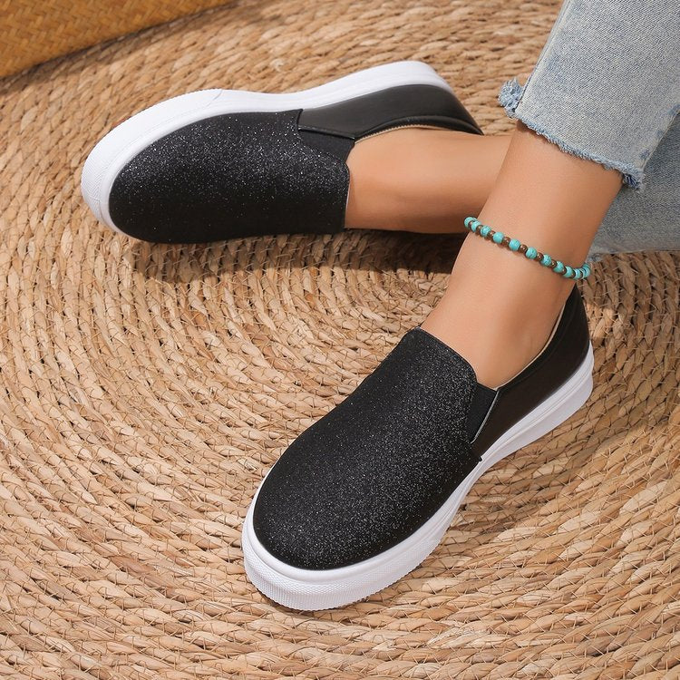 Ortho Welt Round-Toe Flat Shoes With Sequins - Unique Elegance