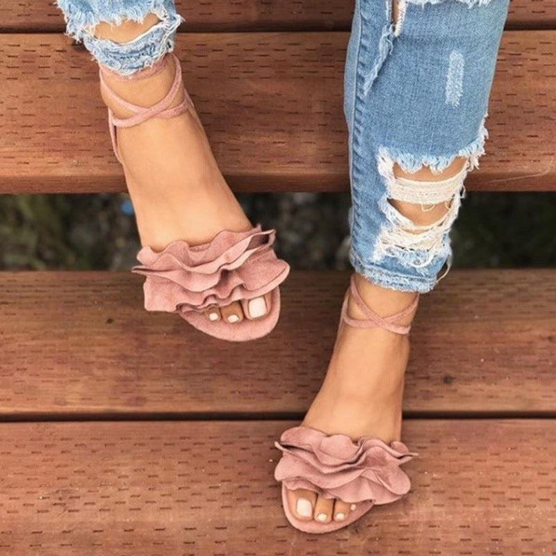 Ortho Welt Plus Size Floral Flat Sandals - Unique Elegance