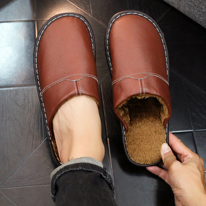 Ortho Welt Non-Slip Winter Leather Slippers For Indoor Use