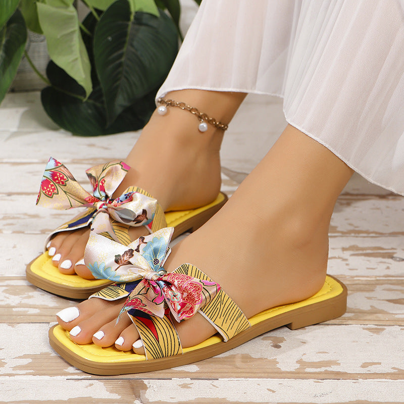 Ortho Welt Ribbon Bow Sandals - Unique Summer Elegance