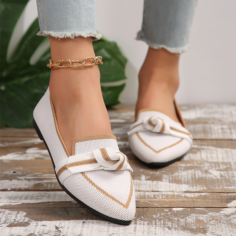 Ortho Welt Pointed Toe Flat Shoes With Bow