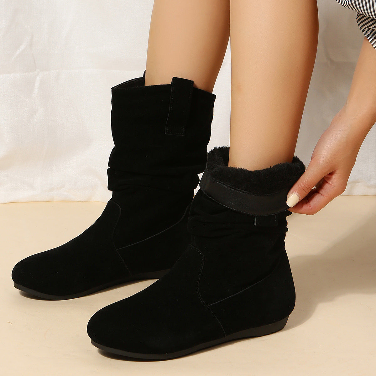 Ortho Welt Suede Orthopedic Mid-Calf Boots - Warm Lining