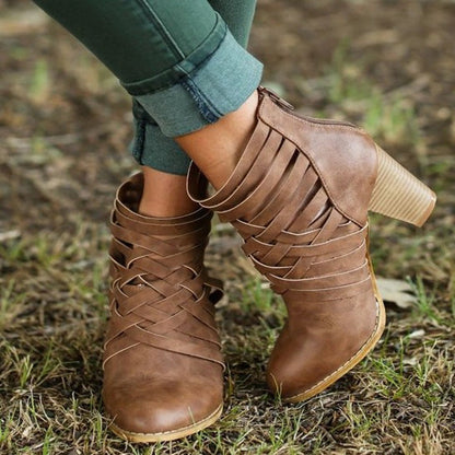 Ortho Welt Short Ankle Boots With A Chunky Heel And Unique Design