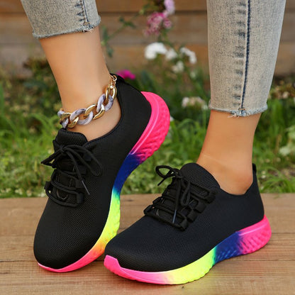 Ortho Welt Lace-Up Mesh Shoes With Rainbow Sole