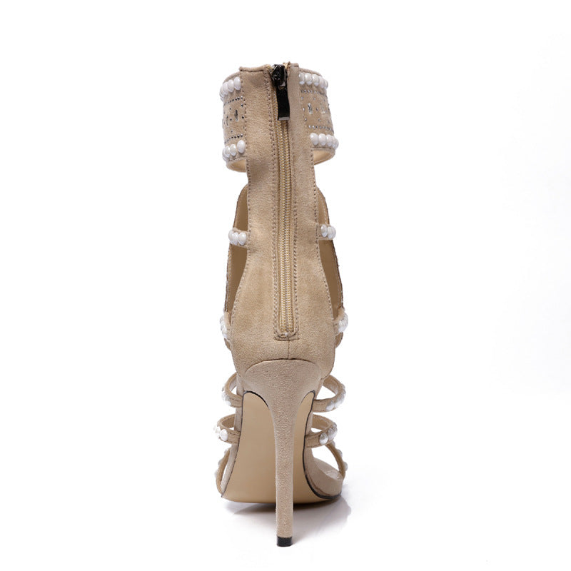 Ortho Welt Rhinestone High-Heeled Sandals - Unique Elegance