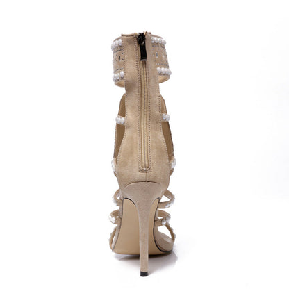 Ortho Welt Rhinestone High-Heeled Sandals - Unique Elegance