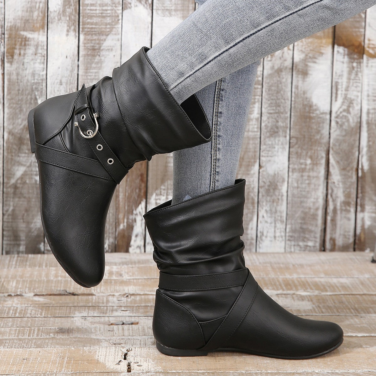 Ortho Welt Ankle Boots - Orthopedic, Round Toe, Flat Buckle