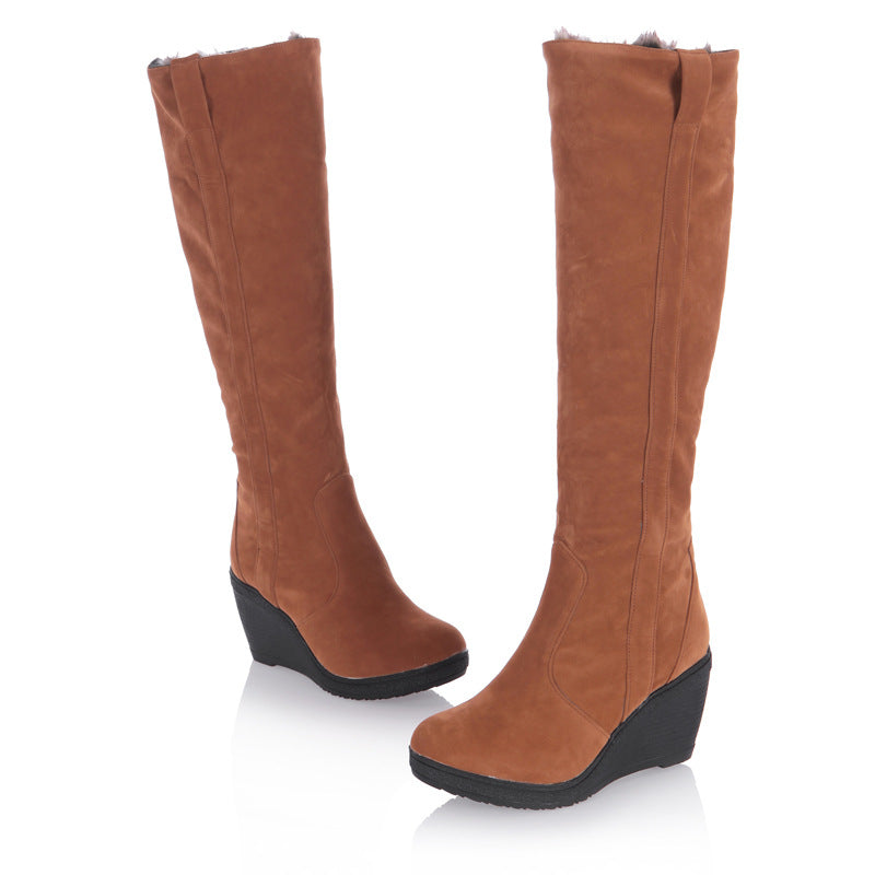 Ortho Welt Vivienne Boots - Stretch Suede & Wedge Heel