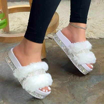 Ortho Welt Fluffy Bling Slippers - Unique Style And Comfort