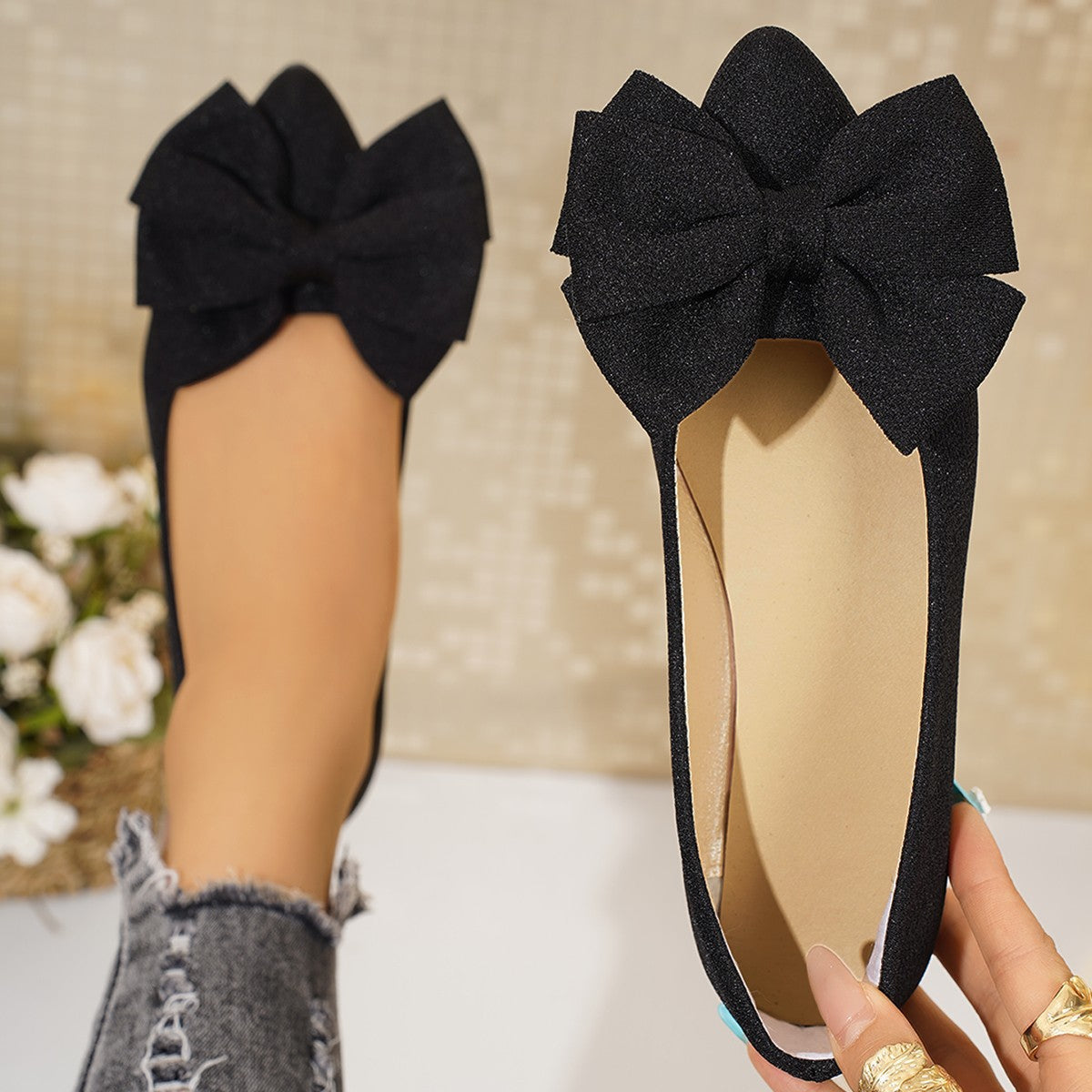 Ortho Welt Slip-On Shoes In Larger Sizes With An Elegant Bow