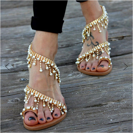 Ortho Welt Flat Pearl Sandals - Unique Comfort And Elegance