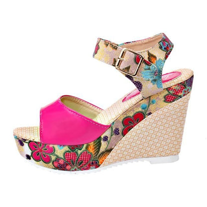 Ortho Welt Floral Heeled Sandals - Unique Elegance