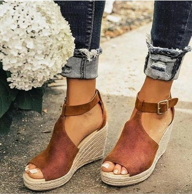 Ortho Welt Straw Wedge Sandals - Unique Elegance And Comfort