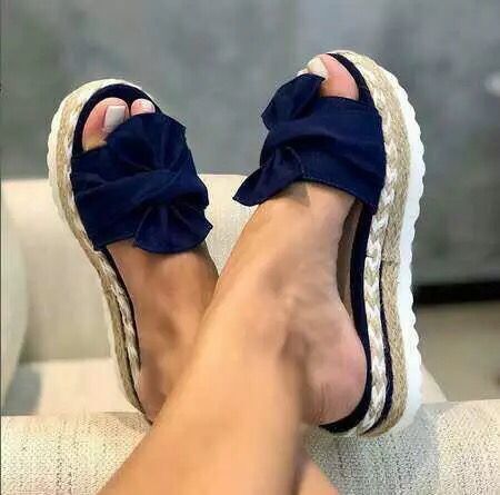Ortho Welt Platform Sandals With Bow - Summer Uniqueness
