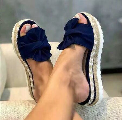 Ortho Welt Platform Sandals With Bow - Summer Uniqueness