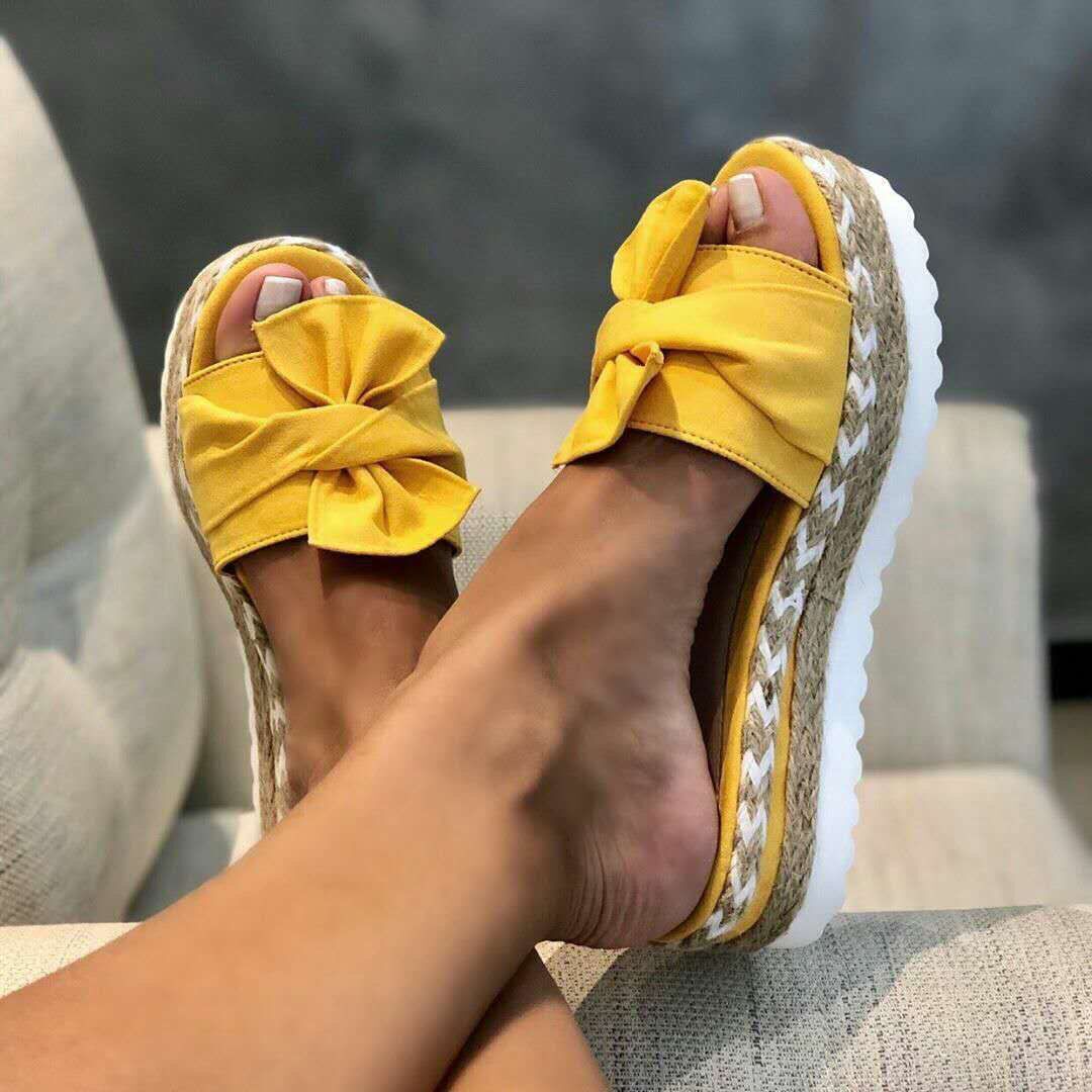 Ortho Welt Platform Sandals With Bow - Summer Uniqueness