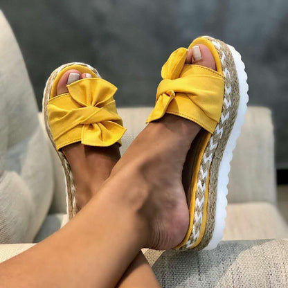 Ortho Welt Platform Sandals With Bow - Summer Uniqueness