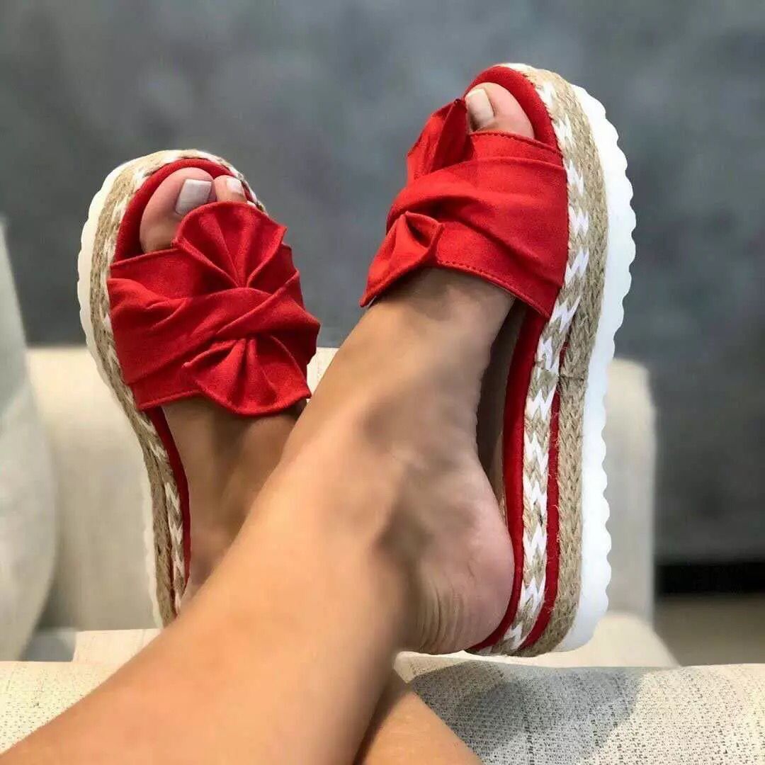 Ortho Welt Platform Sandals With Bow - Summer Uniqueness