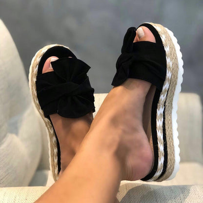 Ortho Welt Platform Sandals With Bow - Summer Uniqueness