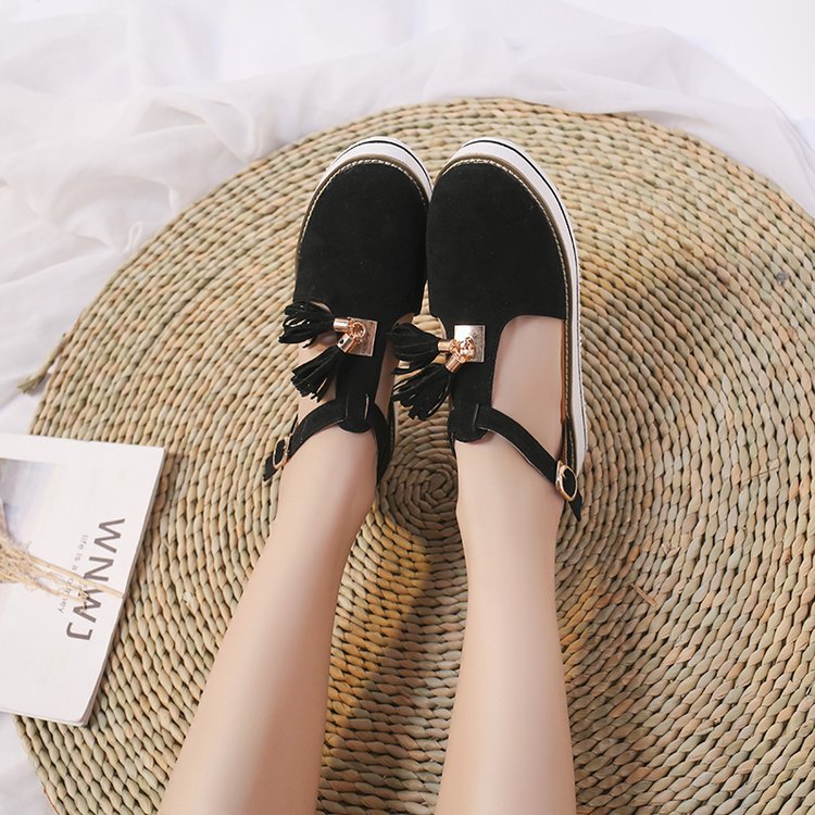 Ortho Welt Round High Heel Sandals With Fringe - Unique Elegance