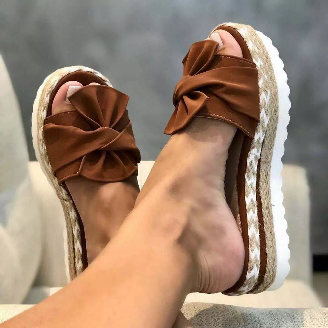 Ortho Welt Platform Sandals With Bow - Summer Uniqueness