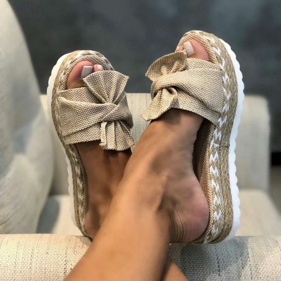 Ortho Welt Platform Sandals With Bow - Summer Uniqueness