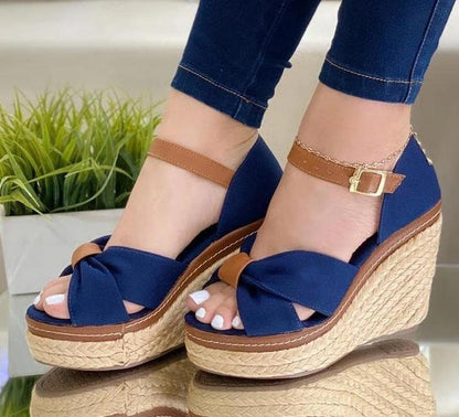 Ortho Welt Toothy Wedge Sandals With Buckle  - Unique And Elegant