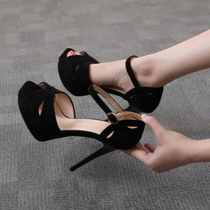 Ortho Welt Platform Sandals In Suede Leather - Unique Elegance
