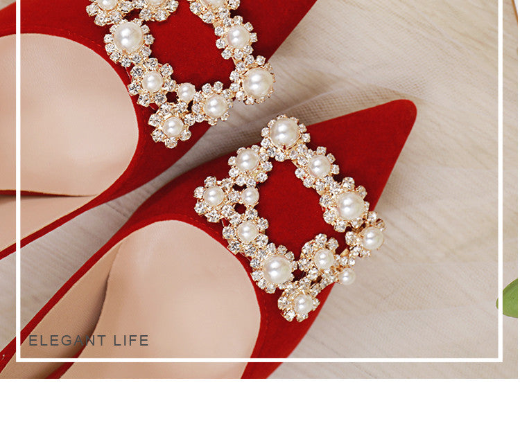 Ortho Welt Pearl And Rhinestone Stiletto Wedding Shoes