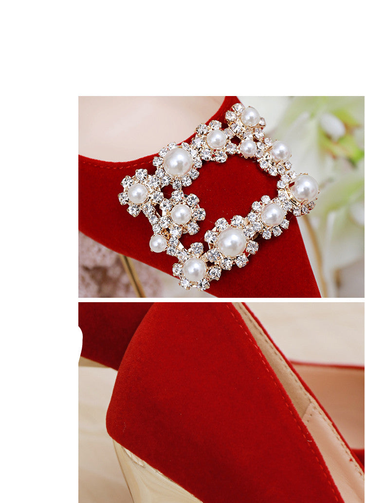 Ortho Welt Pearl And Rhinestone Stiletto Wedding Shoes