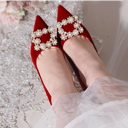 Ortho Welt Pearl And Rhinestone Stiletto Wedding Shoes