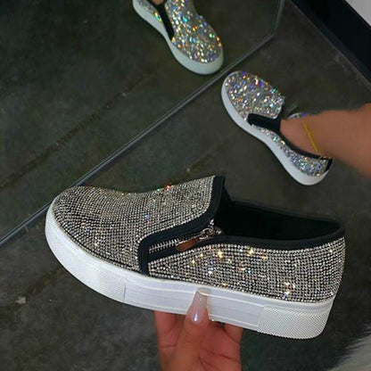 Ortho Welt Glitzernde Slip-On Sneaker – Plateau Komfort