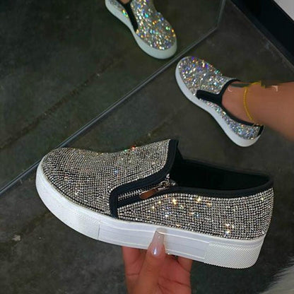 Ortho Welt Glitzernde Slip-On Sneaker – Plateau Komfort